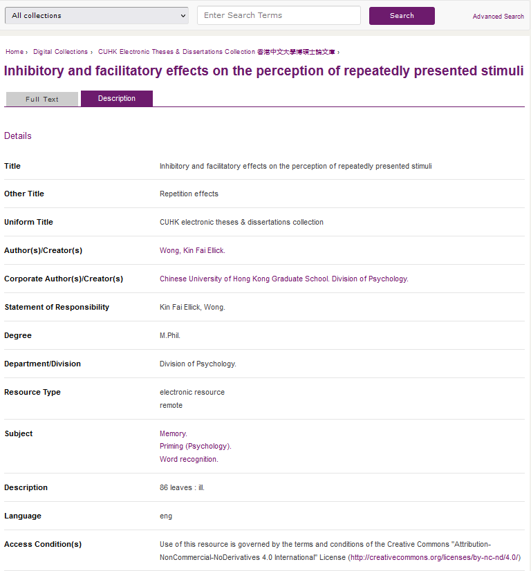 cuhk thesis database